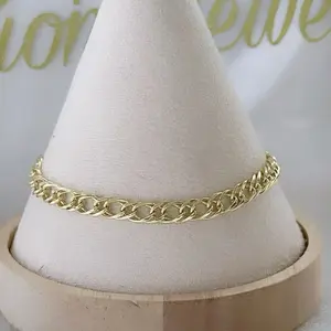 Casual Bracelet #025 - 14k Laminated Gold, 3 Layers Protection, Hypoallergenic, 7.5 Inches, Elegant & Practical, Versatile Accessory