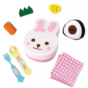Rabbit Shape Food Feeding Toy Simulation Model Pretend Play Lunch Box Pudding Toy Kawaii Early Education Play House Toys