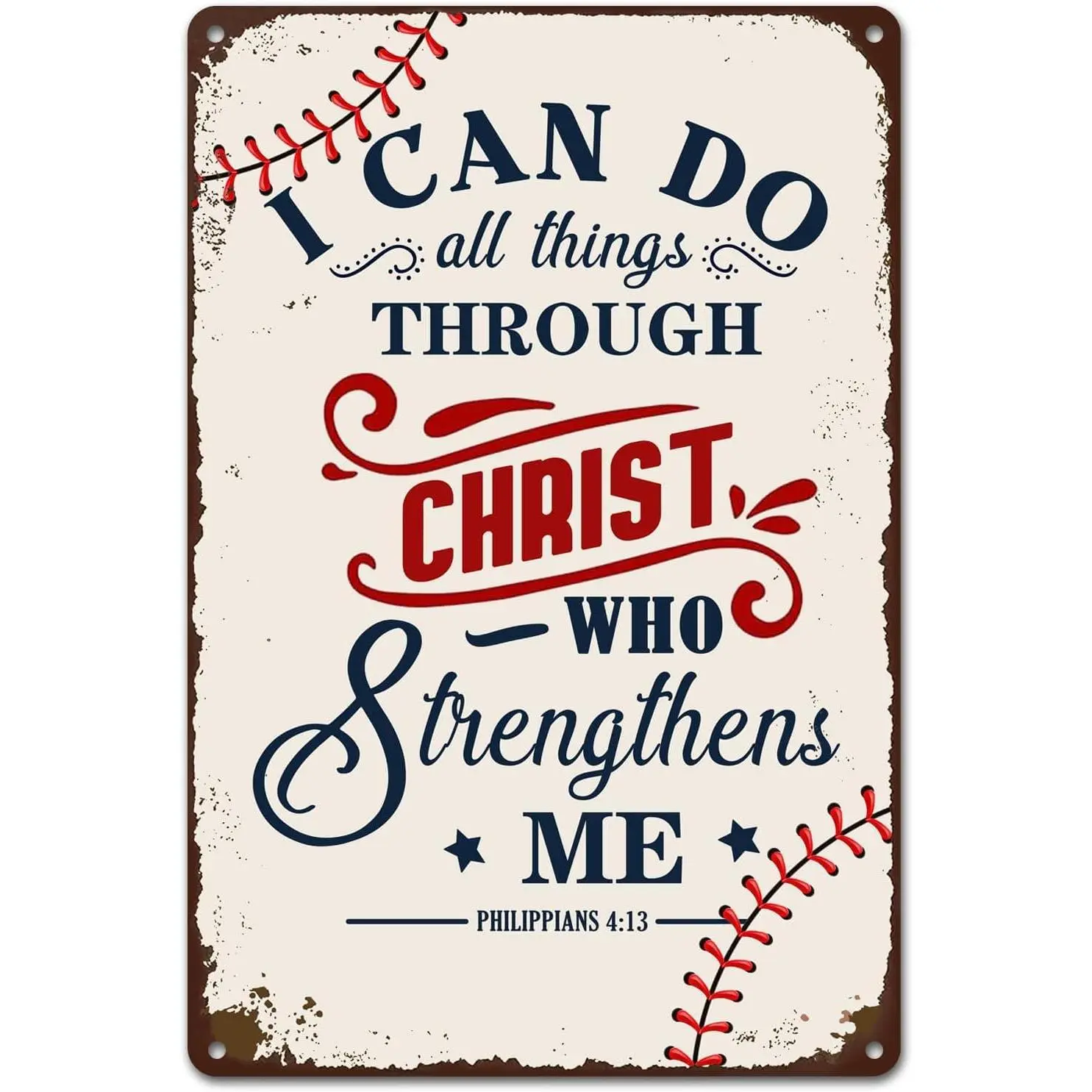 Vintage Baseball Tin Sign - 8x12 in Rectangular Colorful Metal Home Decor, Inspirational Lightweight Pre-Drilled Wall Mount, Durable Indoor-Outdoor Hanging Gift for Boys' Rooms, Garden Plaques & Signs