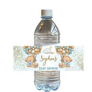 Baby Shower Teddy Bear Customizable Water Bottle Label for Drinkware and Cup