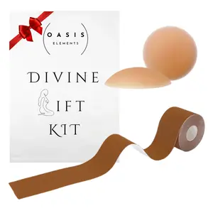 NEW 2024 Divine Lift Kit - Full Coverage Seamless Nipple Covers with Boob Tape with Zip Bag -  Sticky Silicone Nipple Covers for Backless, Strapless Clothes Womenswear Accessories  outfit enhancer Reusable Skin Reusable Waterproof Bra Breathable