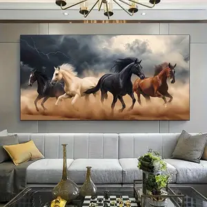 1pcs Framed Canvas Painting, Modern Horse in Field Canvas Painting Art Living Room Modern Canvas Poster Bedroom and Living Room Decoration [Solid Wood Frame, Canvas Print]