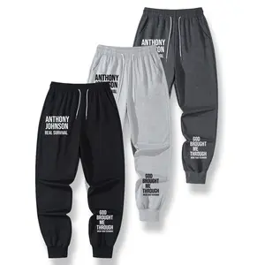 Premium Quality Men's Elastic Cuff Sweatpants Showcasing Bold Anthony Johnson Name Design Paired With God Brought Me Through Slogan Ideal for Faith Based Fashion Statements