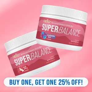 Nello Superbalance Hormonal Support Drink Mix, 30 Serving Tub 2-Pack (Multi-Flavor), SRI-81 Shatavari, Myo-Inositol, Rhodiola Rosea, Vitamin C, Magnesium, Theobromine, Vitamin B6/C