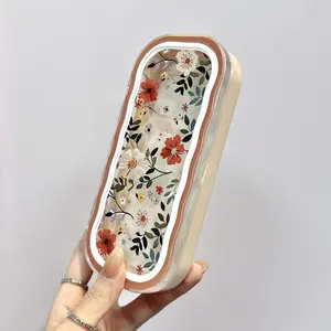 [Stylish Glasses Case] Durable & Portable Floral Transparent Glasses Case - Stylish with Pink Trim, Perfect for Men & Women, Ideal for Storing Eyewear, Eyeglass Case, Eyewear Box