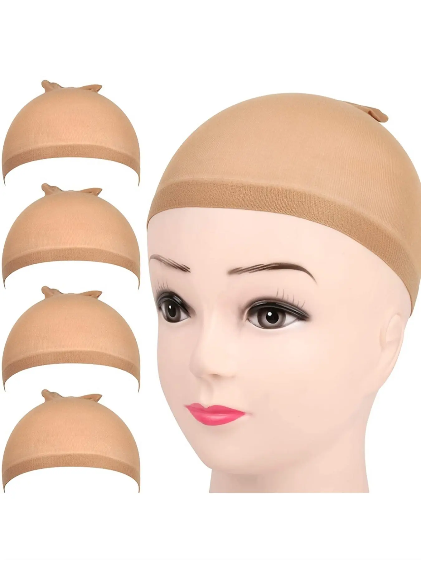 4 Pcs Solid Color Wig Cap for Women & Men, Casual Simple Breathable Adjustable Wig Cap for Lace Front Wig, Invisible Stocking Caps for Wigs