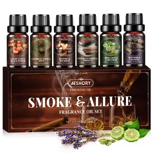 Men Essential Oils Set, Fragrance Oil for Diffuser, Leather, Cedar, Bourbon Whisky, Bergamot, Candle Scents for Candle Making, Soap Making Supplies, Man Aromatherapy Diffuser Oils Kit(6x10ML) Perfume Bath