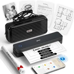 Portable Printers  for Travel, MT610Pro  Inkless Thermal Printer Support 8.5" X 11"  Letter, Mobile Printer for Phone Laptop with Case & 10 count Thermal Paper, for  Office, Black