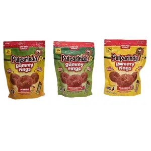 Pulparindo Gummy Rings - Tamarind Watermelon & Mango Flavored Gummy Candy Sprinkled With Chili 9 Oz Bag Bite Size Snack