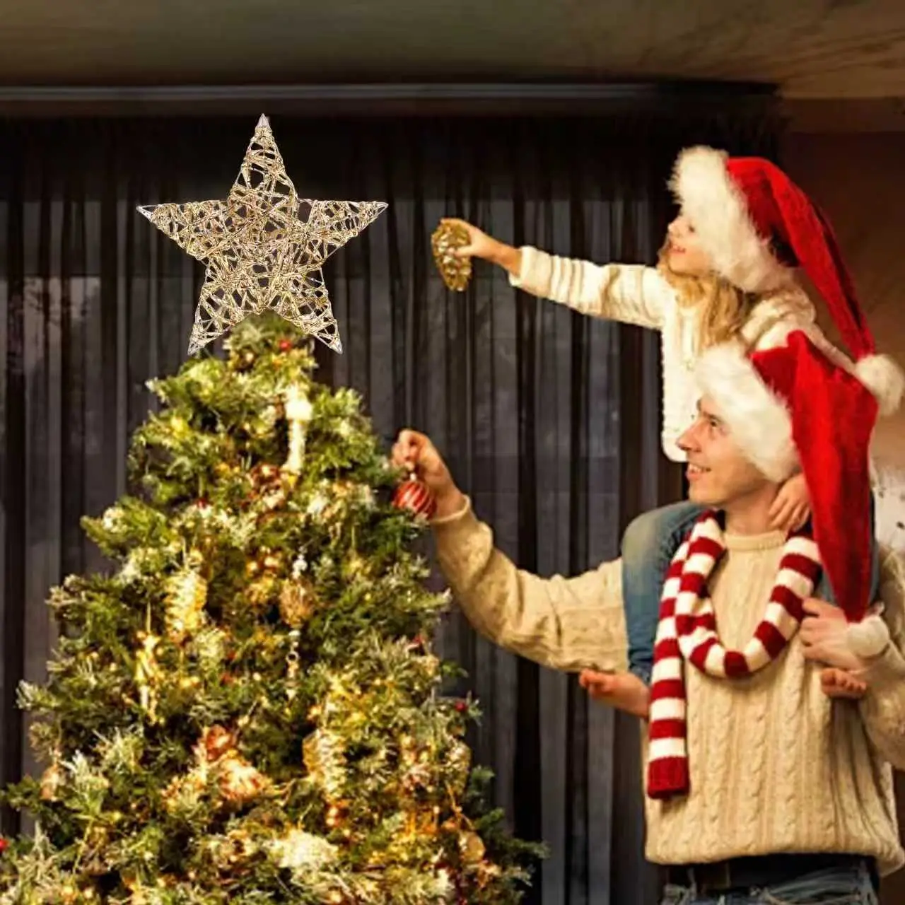 Golden metal Star Christmas Decoration for Festive Home Decorations and Holiday Celebrations