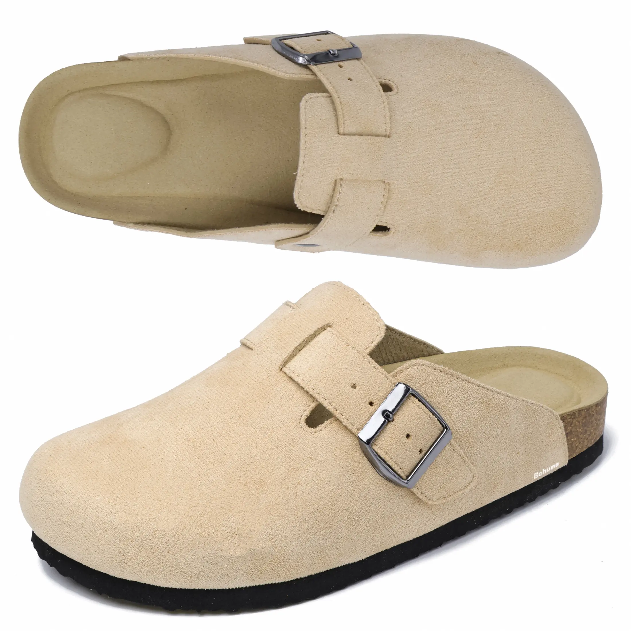 Women's Slippers Suede Cork Clog Antislip Slippers Waterproof Mules House Sandals Adjustable Buckle Springfresh Summer Vibes