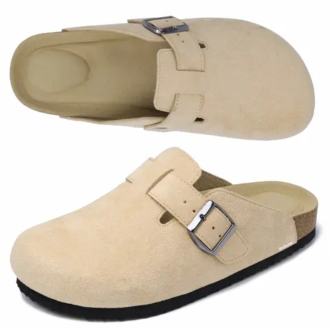 Women's Slippers Suede Cork Clog Antislip Slippers Waterproof Mules House Sandals Adjustable Buckle Springfresh Summer Vibes