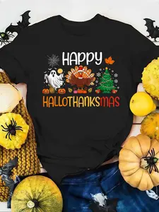 Hallothanksmas Shirt Funny Halloween Thanksgiving Christmas T-Shirt