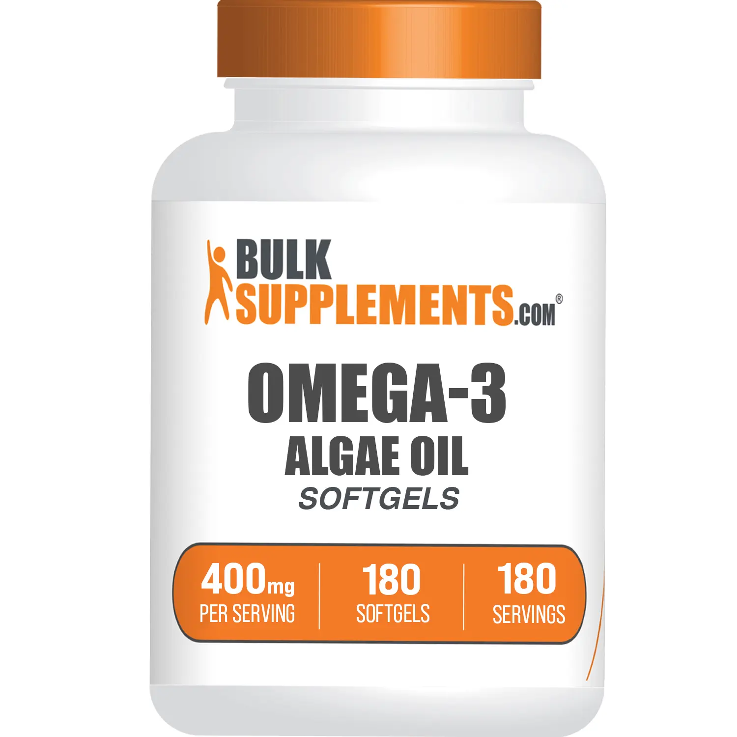BulkSupplements - Omega-3 Algae Oil Softgels - Joint Health - Healthy Hair - 180 Softgels - 400mg per Serving