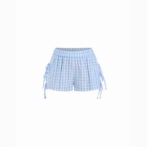 Cider Cotton Mid Rise Gingham Drawstring Micro Shorts SwimWeek