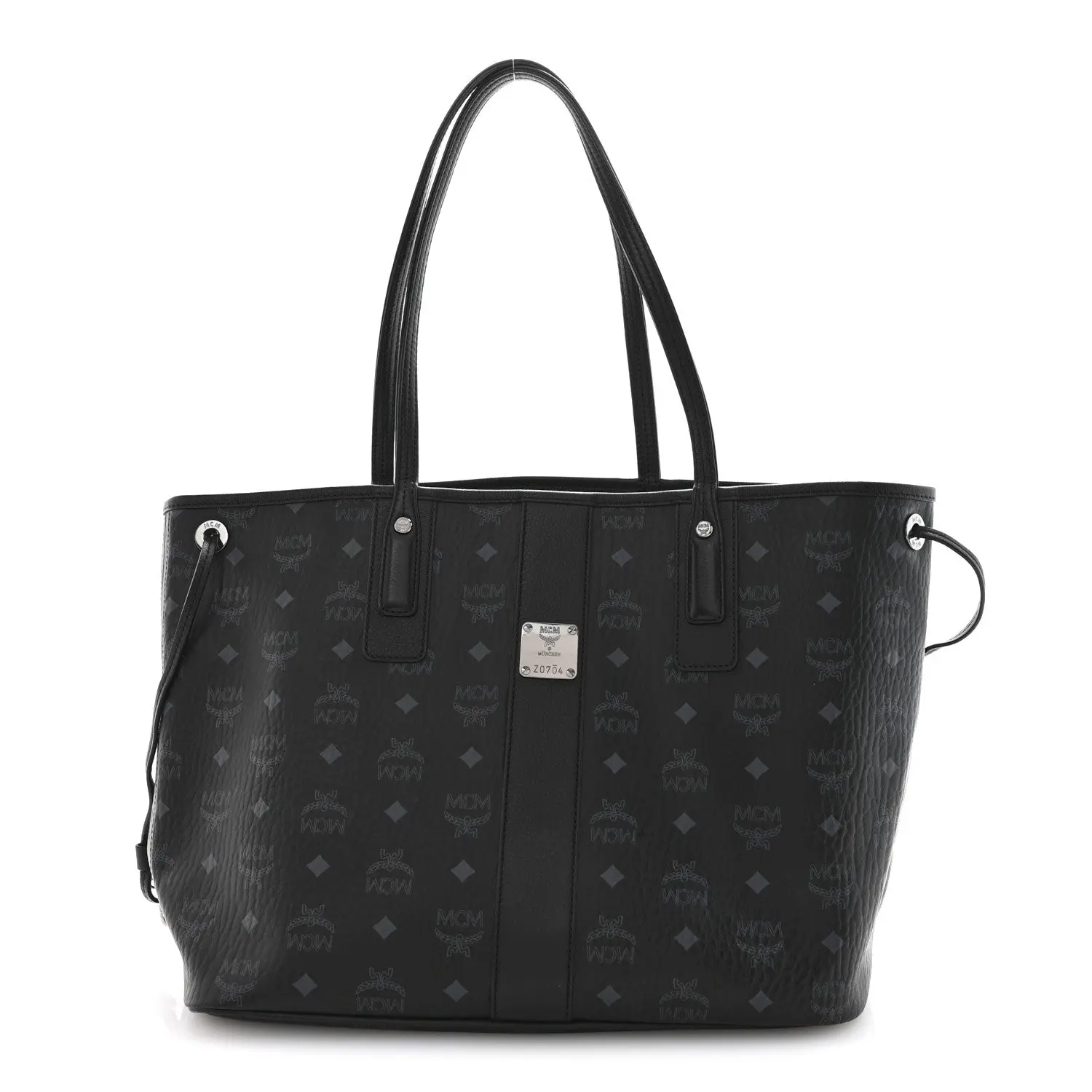Pre-owned MCM Visetos Coated Canvas Shoulder Bags Visetos Medium Liz Reversible Shopper Tote Black