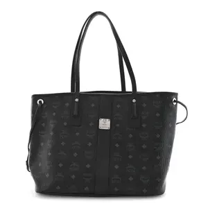Pre-owned MCM Visetos Coated Canvas Shoulder Bags Visetos Medium Liz Reversible Shopper Tote Black
