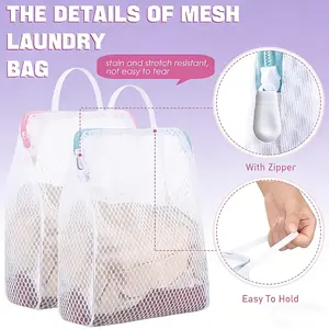 Polyester Honeycomb Mesh Laundry Bags 2 counts, with Handles and Zipper, Suitable for Delicate Clothes Storage, Laundry Organizer