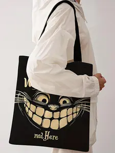 Cat Face Print Tote Bag, Casual Lightweight Bag, Casual Trendy Large Capacity Shoulder Bag, Fashionable Shoulder Tote Bag for Women for Daily Shopping Office