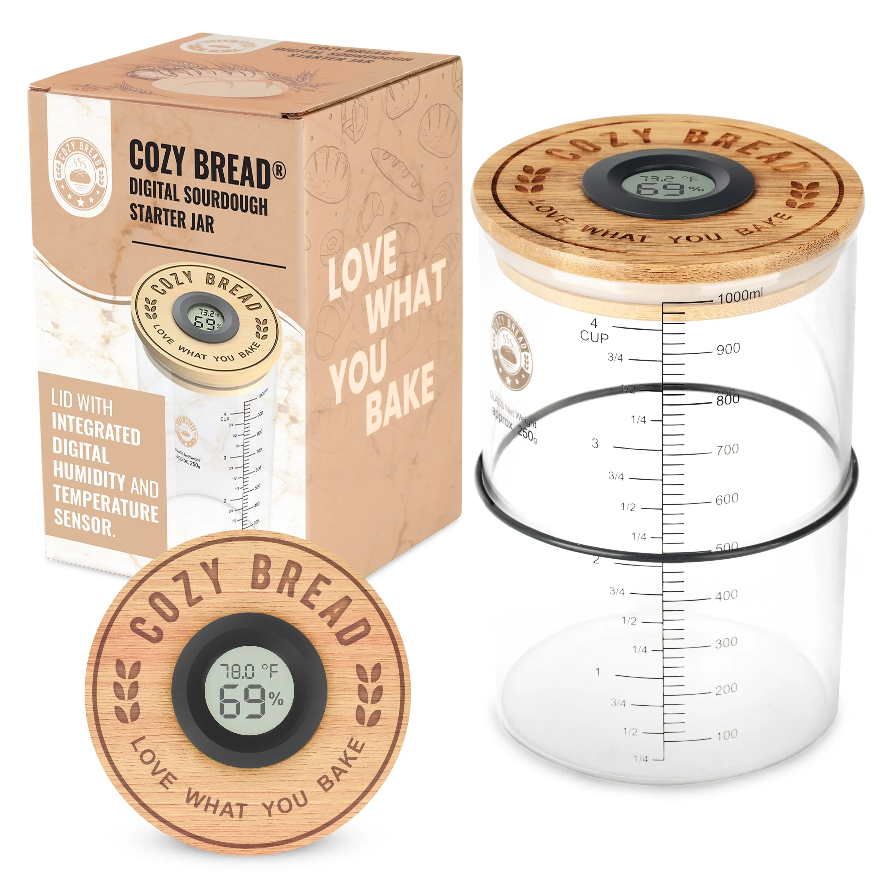 Cozy Bread Digital Sourdough Starter Jar | Ferment Starter with Precision | Perfect for Sourdough Starter