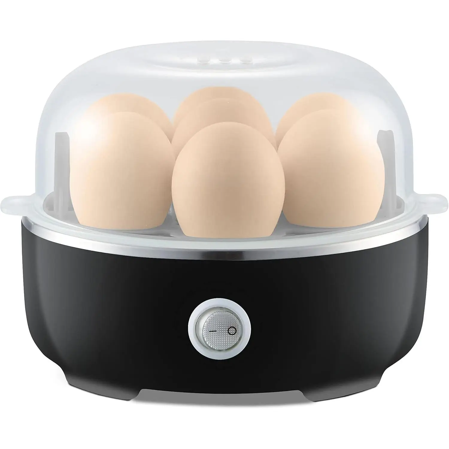 Electric Egg Cooker – 7-Egg Capacity with Auto Shut-Off, BPA-Free, Soft/Medium/Hard Boiled Eggs, Fast Breakfast Maker with Measuring Cup, Classic Blac