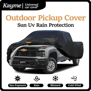 Kayme 6-Layer All Season Pickup Truck Cover, Black & Silver, Waterproof Heavy-Duty Outdoor Protector, Sun/Rain Resistant, Universal Fit for 126-228 in Length Vehicles, All Season Cover, Pickup Truck Covers
