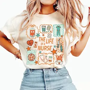 Women's Nurse Graphic T-Shirt - Smooth Lightweight Fabric, Casual Essential, Cute Showgirl Design, RN LPN NP Apparel, Music Lover Gift, Nurse Appreciation Item