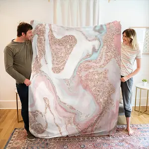 Marble Texture Sequin Print Blanket, Ultra Soft Flannel Wool Throw, Cozy Polyester Knit, Perfect for Camping, Office Naps, Dorms, Gifts