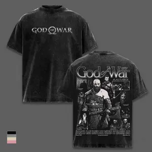 God of War Ragnarök Shirt, Kratos Graphic Tee, Vintage Washed T-Shirt, Oversized Heavyweight Cotton Top, Ghost of Sparta Design, Norse Mythology Apparel, PS5 Gamer Merch, Collector Gift
