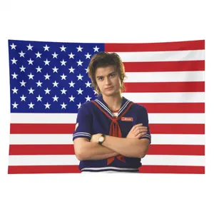 60in x 40in  home decor banner Funny Tapestry Joe Keery American Flag Steve Harrington Stranger Things Poster Wall Hanging Tapestry Aesthetic Room Home Decor funny hanging poster fan bedroom living room gift Home Textile
