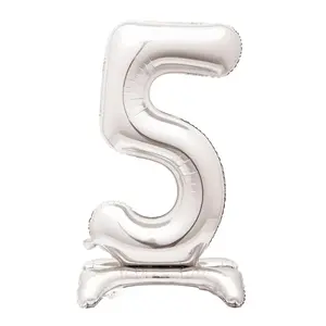 5-Shaped Silver Number 30" Mylar Stand-Up Balloon
