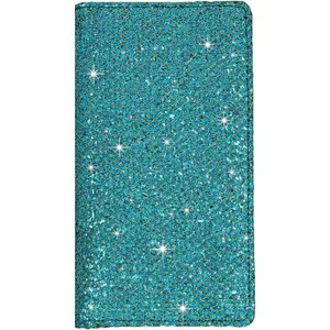 Glitter Bling Checkbook Cover for Girl Women, Shiny Rhombus Pattern RFID Blocking PU Leather Standard Register Check Book Case for Personal Checks with Pen Holder &Divider, Diamond Turquoise