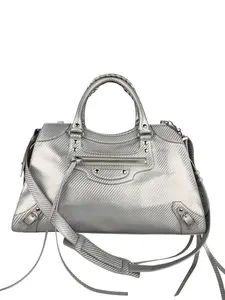 Pre-owned Balenciaga Carbon Fiber Shoulder Bags Silver Neo Classic City Bag Medium