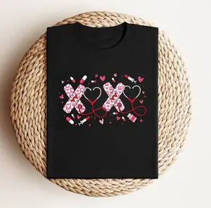 Xoxo Stethoscope T-Shirt, Nurse Valentines Day TShirt, Valentines Day Gifts For Nurses, Pink Hearts Nurse Tee, Valentine Nurse Crewneck, Cute Tops for Women
