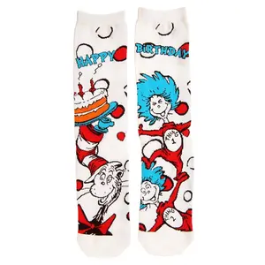 The Cat in the Hat Birthday Adult Crew Socks