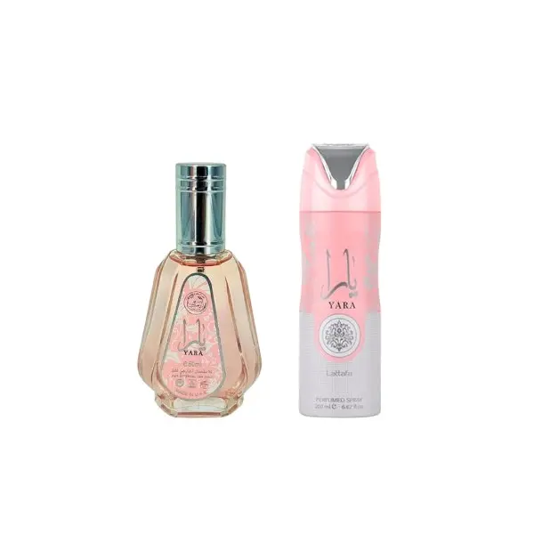 Lattafa Yara Multi-Pack Fragrance Set, Alcohol-Based Gourmand Fragrance Blend for Women - 50 ml Eau de Parfum + 200 ml Body Spray with Sweet Vanilla & Powdery Scent