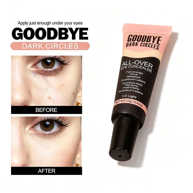 Full Coverage Under-Eye Liquid Concealer for Dark Circles, Bags & Redness – Firming with Caffeine & Tocopherol to Smooth Lines, Brighten & Replenish – Waterproof, Long-Wear with Ultra-Fine Nozzle for Easy Daily Use and Natural Finish