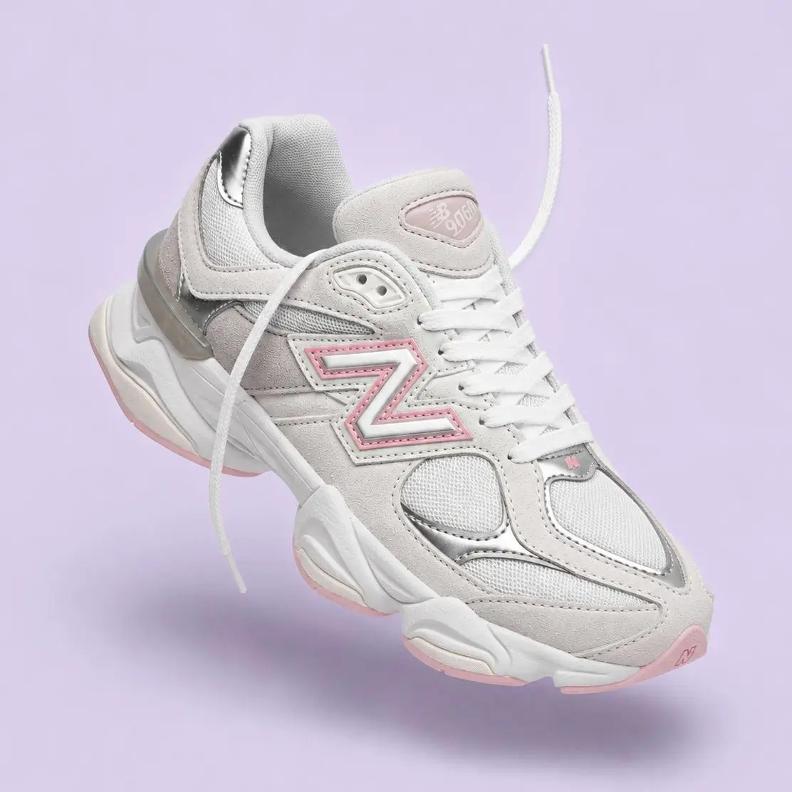 New Balance 9060 Bubblegum Pink Metallic Grey GS & Women's Fashion Sneaker New