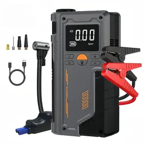Portable Air Compressor with LED Emergency Light, Rechargeable Battery 8000mah, USB Charging, Digital Display, Tire Inflation & Car Jump Starter, Portable Tire Inflator, Automotive Tire Inflator, Tire Inflation Tool