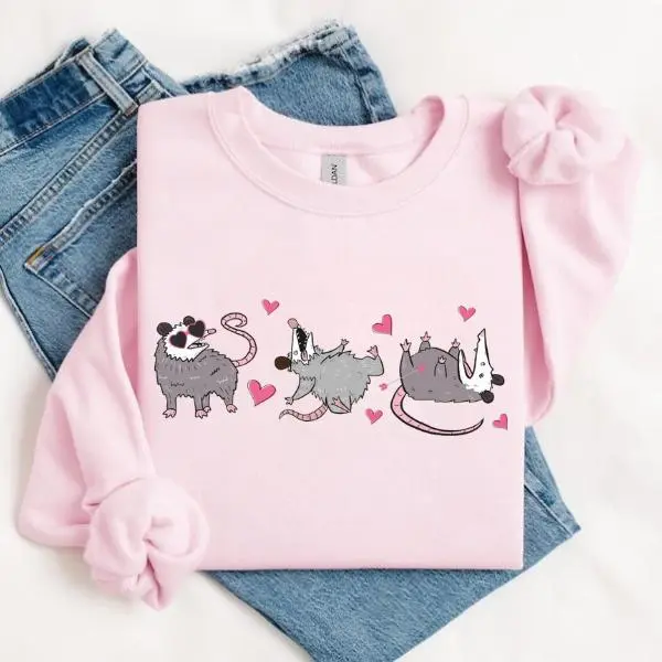 Possum Valentine Sweatshirt, Funny Possum Shirt, Valentine Sweatshirt, Gift for Her, Cute Possum Sweatshirt, Everyday Comfortable Top