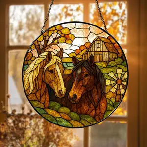 Horse SunCatcher Stained Glass, Equestrian Gifts, Horse Ranch Suncatcher Gifts, Horse Window Decor, Horse Glass Suncatcher, Lover Horse Gift