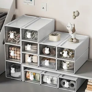 Transparent Desktop Drawer Organizer Box, Stackable Pen Holder Makeup Storage Case, Dustproof Dormitory Shelf Rack, Home Office Desk Organizing Solution, Desk Organizer Tidy