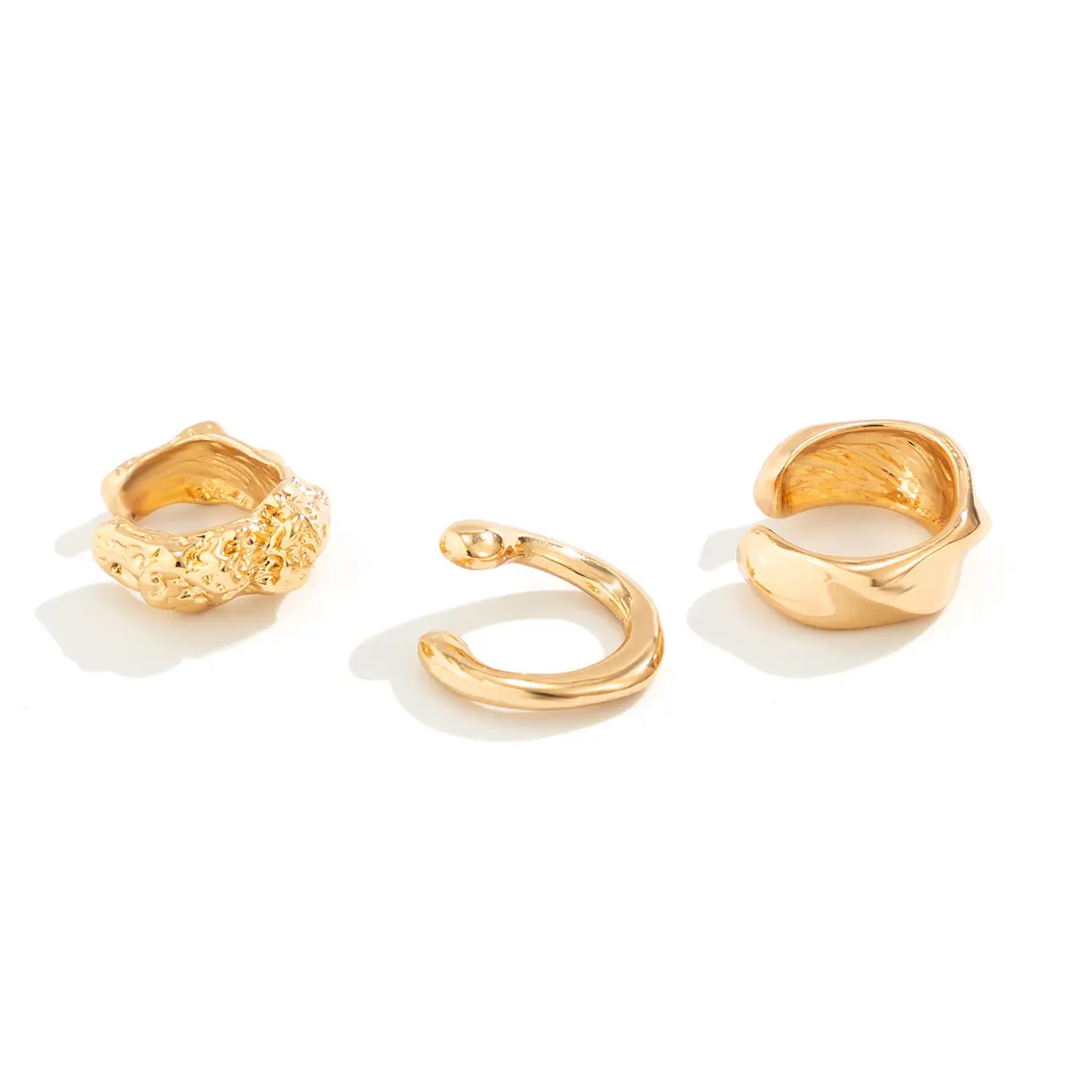 Unique Polished Bean Earrings for Women, Wrinkled Water Drop Studs & Geometric Hoop Ear Jewelry