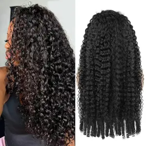 200% Density Burmese Curly Reddish Brown Glueless Human Hair Wig 26 Inch