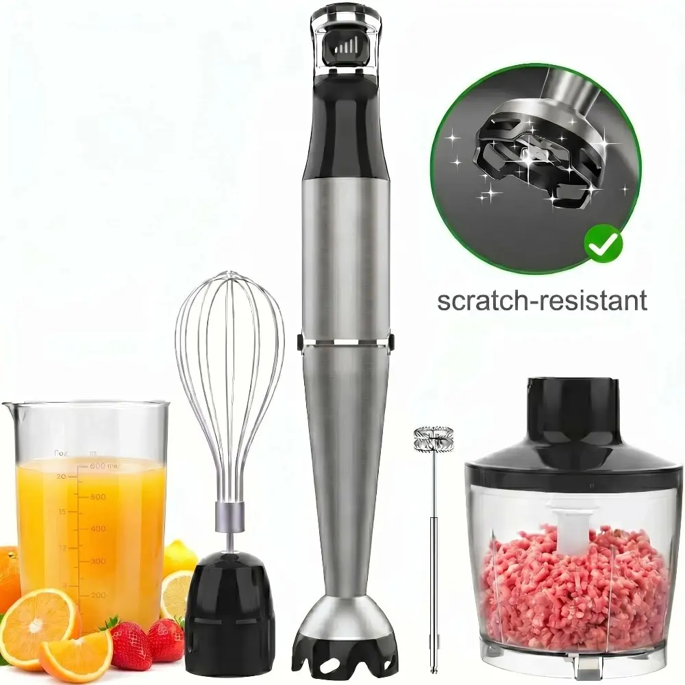 5 in 1 Immersion Blender Handheld Corded Hand Blenders Set 1100W, Trigger Variable Speed 5 in 1 Stick Emulsifier with Chopper, Whisk and Frother for Soup, Baby Food and Smoothies,Black