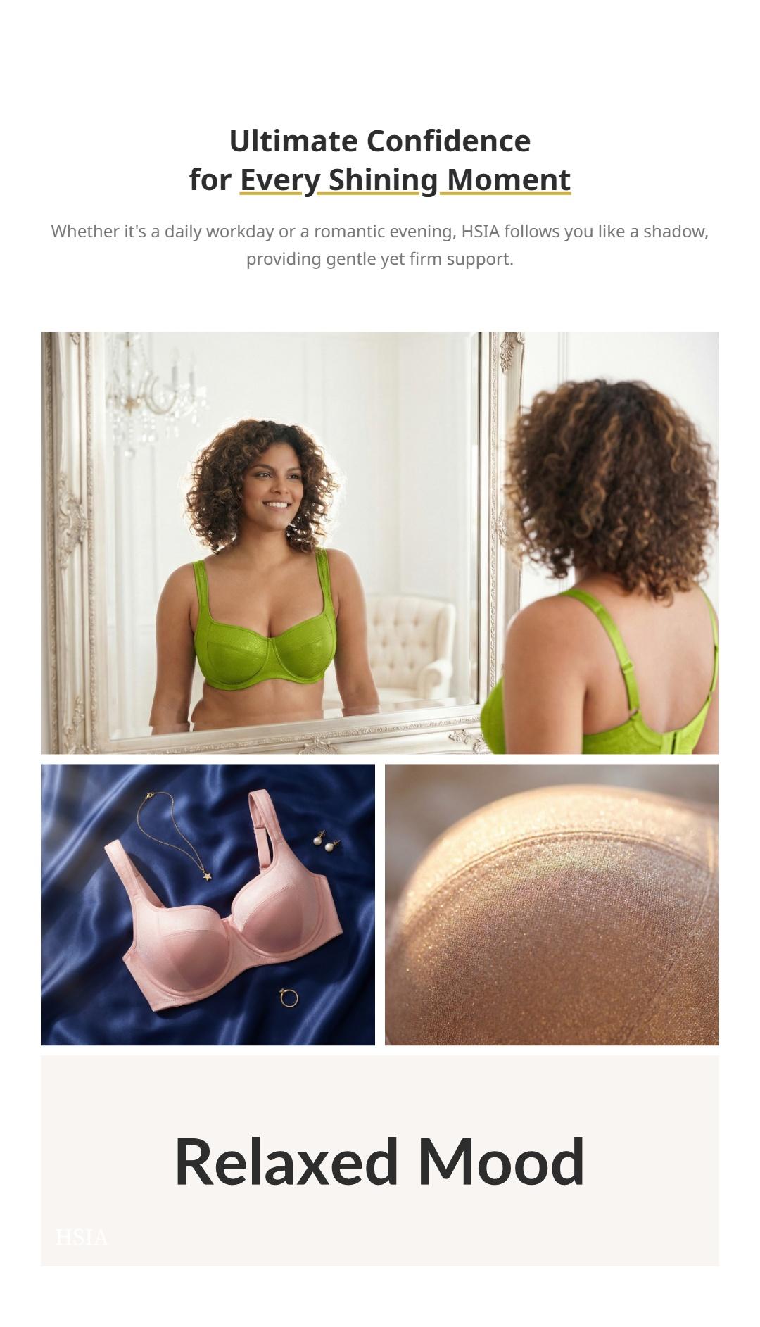 HSIA Starry Night Wired Demi Bra Plus Size 4mm Lightly Lined Smooth Scoop Neck with Sparkle Fabric SpringStatements