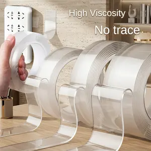 6-Pack Ultra Strong Reusable Double-Sided Tape: Transparent Nano Adhesive, No-Trace Easy Cleaning, Heavy-Duty Anti-Slip, Suitable for All Multi-Purpose Bonding Applications!