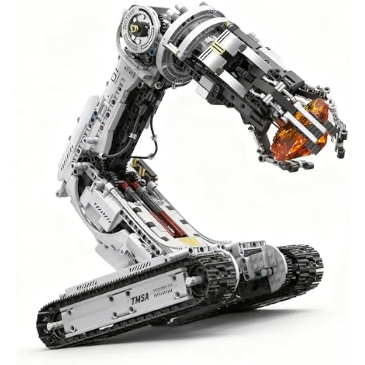 jj 1468-Block Upgraded Technical Tracked Robot Arm Building Kit with Lithium Ion Battery, STEM Educational Stress Relief Toy, Remote & APP Controlled, Grasps 150g Objects, for 8-10 Years Olds, All Seasons Birthday Gift
