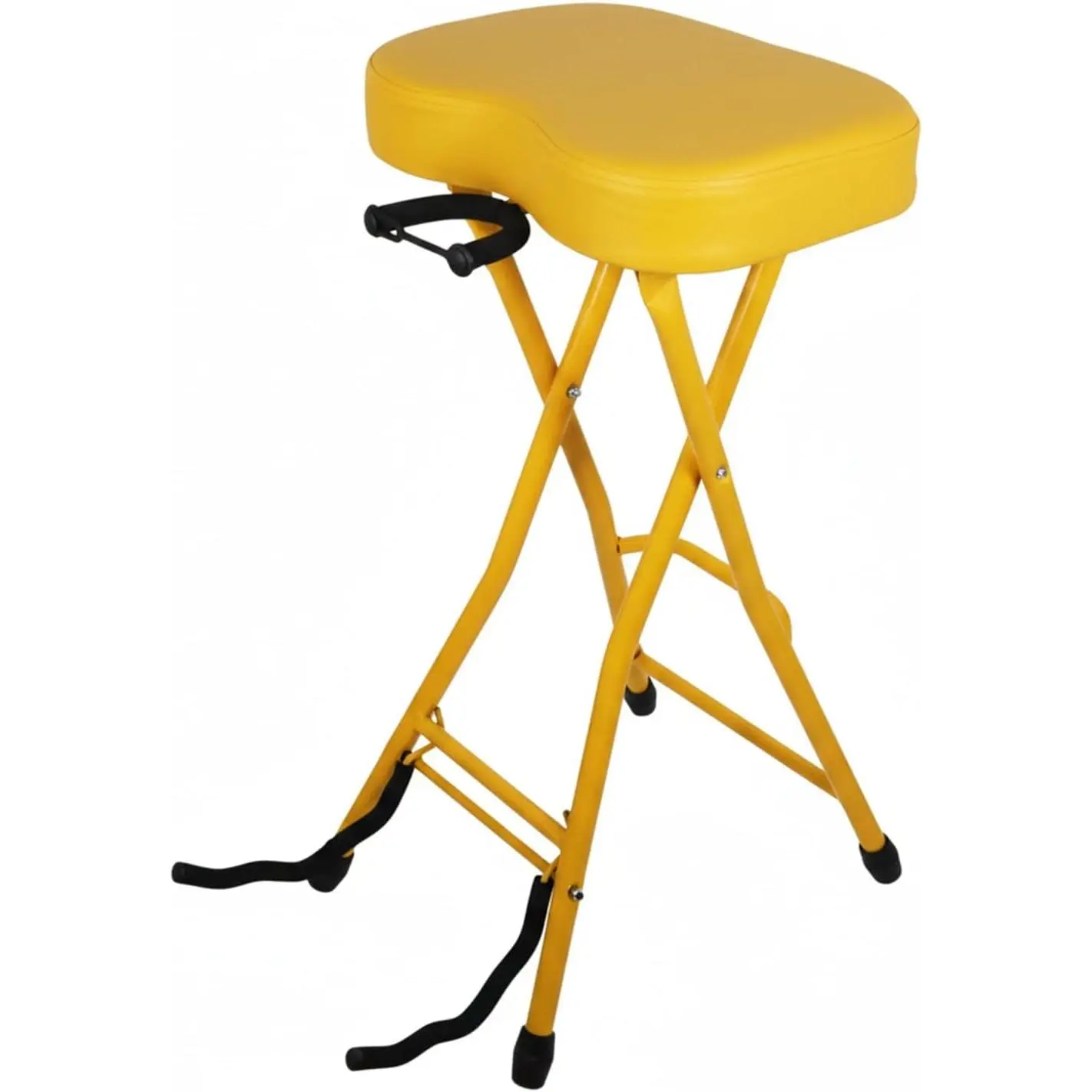 5 CORE Guitar Stool with Guitar Stand Foot Rest Portable Folding Chair with Padded 3.15" Seat and Rubber Feet for Home Studio On Stage and School Yellow - GSTOOL L- YLW