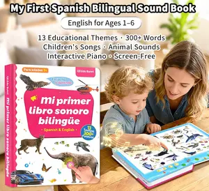 Spanish&English Interactive Educational Toy for Kids 1–6, Bilingual Sound Book for Early Language Learning, Interactive Educational Toy with Talking Alphabet & Number Chart , Perfect Gift Idea for Toddlers